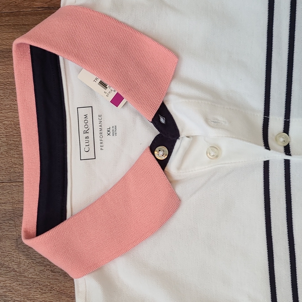 Club Rm white stripes polo performance